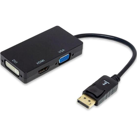 Imagem de Conversor 3 Em 1 Displayport Macho Hdmi Dvi Vga Cabo Fêmea