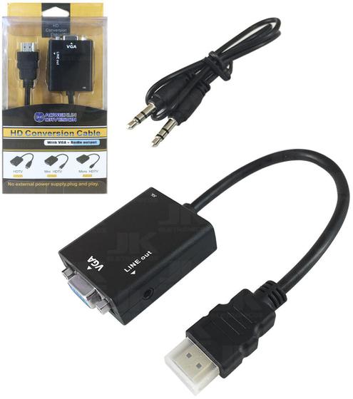 Conversor Adaptador De Vídeo Hdmi Para Vga Com Áudio P2 Menor preço em Conversor Adaptador De Vídeo Hdmi Para Vga Com Áudio P2