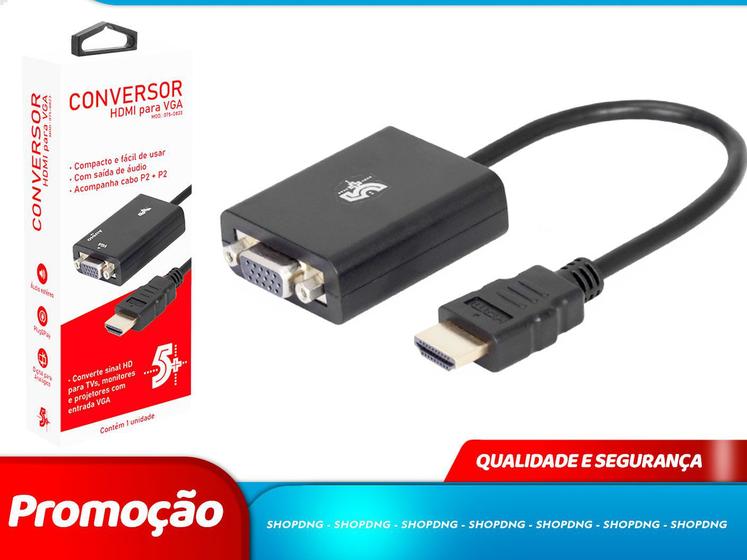 Imagem de Conversor Adaptador HDMI para VGA - Saida R/l- Com Cabo (PLUG) (075-0823)