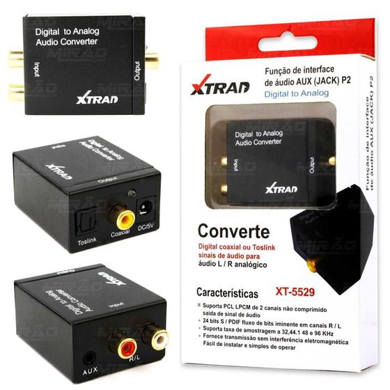 Imagem de Conversor Audio L/r Analógico para Digital Coaxial ou Toslink Sinais de Áudio- XT5529 - Xtrad