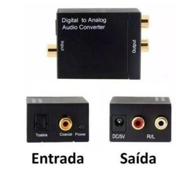 Imagem de Conversor Audio Optico Digital Fibra Coaxial Rca Analógico - Jiaxi