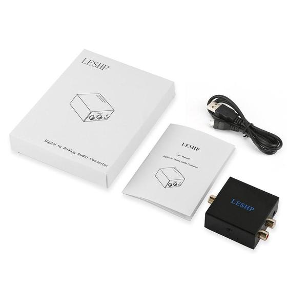 Imagem de Conversor de áudio: adaptador digital para analógico, cabo USB LESHP