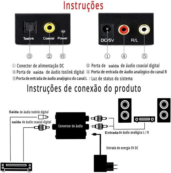 Imagem de Conversor de Áudio  Analógico Rca para  Otico  Audio Digital