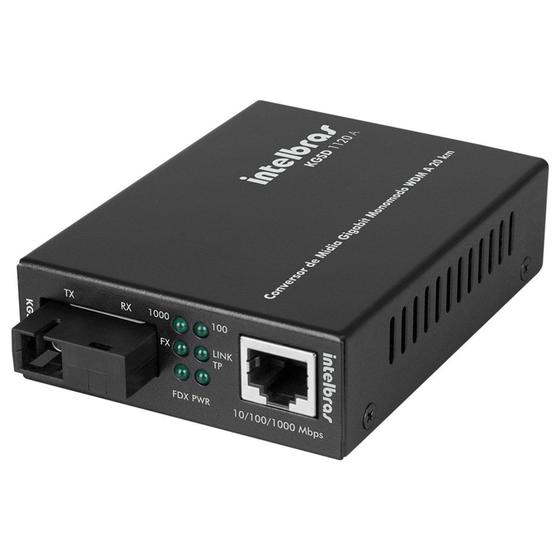 Imagem de Conversor De Mídia Gigabit Monomodo Preto Kgsd1120a Intelbras