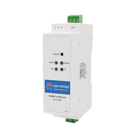 Imagem de Conversor de porta serial Modbus RS485 para Ethernet em trilho DIN USR-DR302