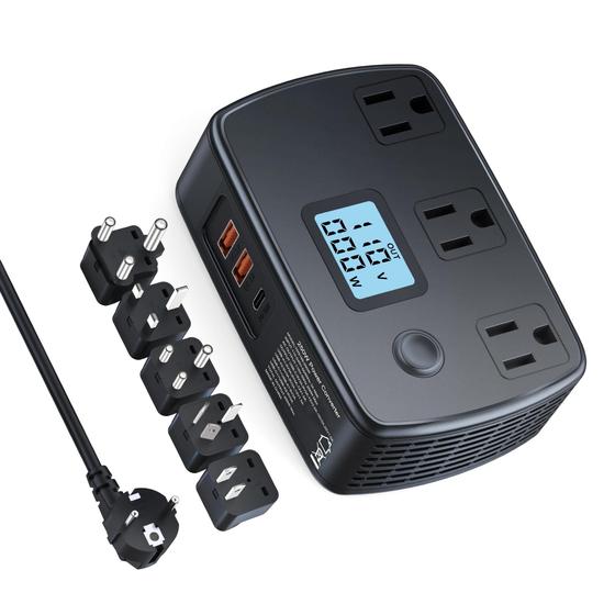 Imagem de Conversor de Tensão de Viagem 220V para 110V (250W) com Display LCD