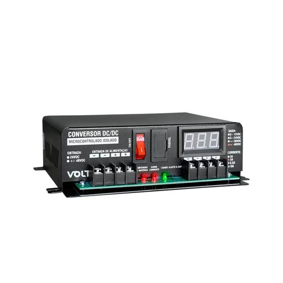 Conversor de Tensão Isolado Volt 24V/5~12V/10A (Ajustável) Imagem de Conversor de Tensão Isolado Volt 24V/5~12V/10A (Ajustável)