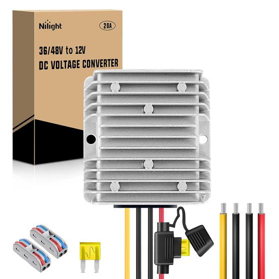 Imagem de Conversor de tensão Nilight 48V/36V para 12V 240W 20A Golf Cart