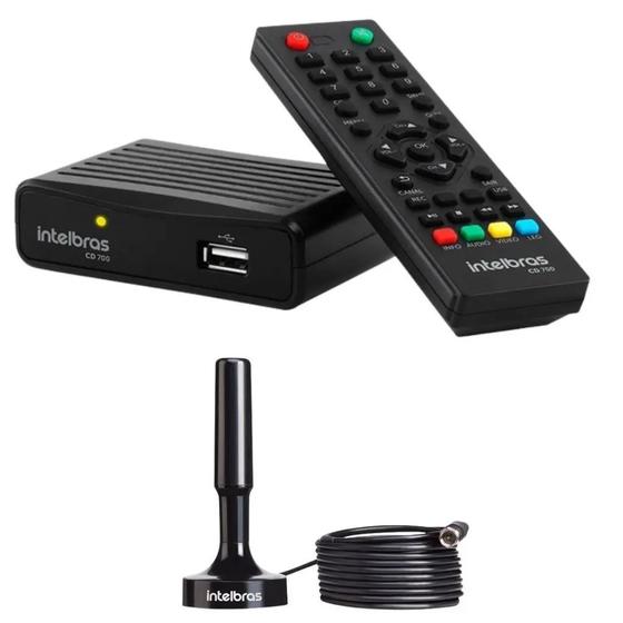 Imagem de Conversor Digital Intelbras Para Tv Antiga de Tubo e Antena 2,5 Mts Cabo