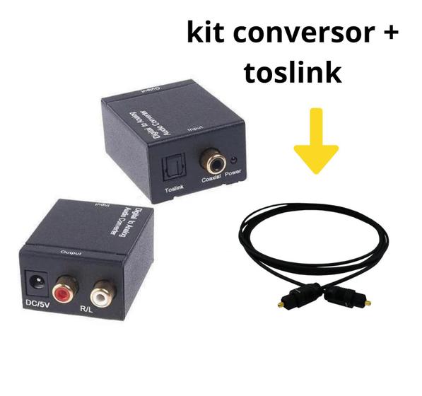 Imagem de Conversor Optico Toslink Digital P/ Saída Rca + Cabo Óptico Toslink 