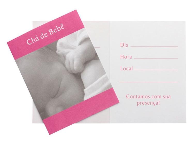 Imagem de Convite Chá de Bebê Simples Rosa 10 unidades - Regina