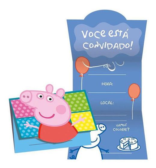 Imagem de Convite Peppa Pig Personagem Festa Aniversário Infantil 8 Un