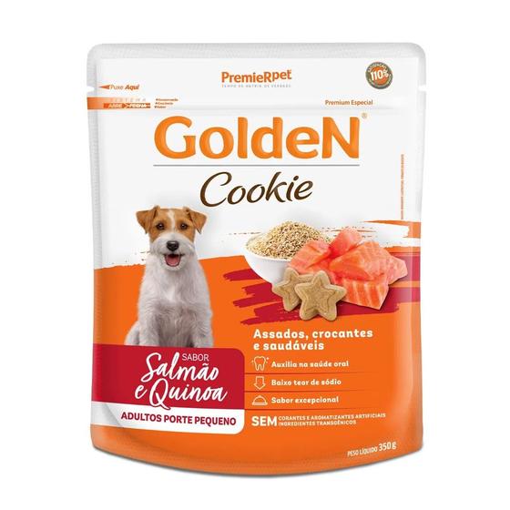 Imagem de Cookie Cães Adultos Porte Pequeno Sabor Salmão e Quinoa 350g - Golden Premier