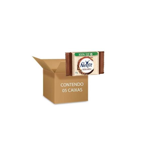 Imagem de Cookies Integrais Nesfit Cacau e Avelã Nestlé 60g - contendo 5 packs com 3 pacotes de 20g cada