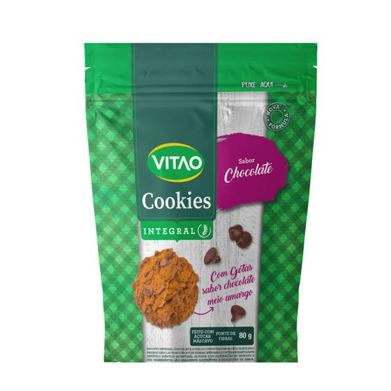 Imagem de Cookies Sabor Chocolate Com Gatos De Chocolate Sem Glúten Vegano 80g Vitao