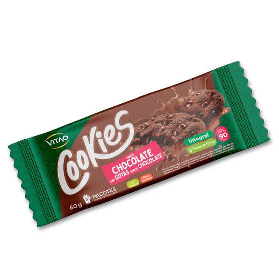 Imagem de Cookies Sabor Chocolate Com Gotas De Chocolate Zero Lactose Vegano 3 Pacotes Com 2 Cookies Cada Vitao