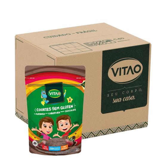 Imagem de Cookies Sabor Morango Com Cobertura De Chocolate Sem Glúten Caixa Com 10 Unidades De 80g Cada Vitao