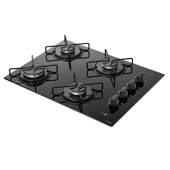 Cooktop 4 Bocas a Gás Atlas Agile Up com Mesa de Vidro e Queimador Mega Chama Preto Bivolt Menor preço em Cooktop 4 Bocas a Gás Atlas Agile Up com Mesa de Vidro e Queimador Mega Chama Preto Bivolt