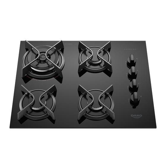 Imagem de Cooktop 4 Bocas a Gás Dako Supreme com Queimador Tripla Chama e Mesa de Vidro Temperado Preto Bivolt