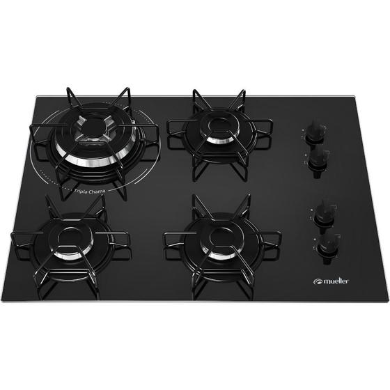 Imagem de Cooktop 4 Bocas a Gás Mueller com Tripla Chama Preto