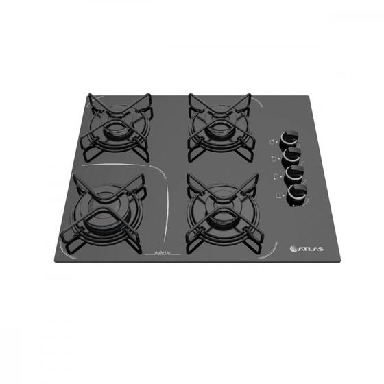 Cooktop 4 Bocas Atlas Preto - Agile Up Glass - Gás Bivolt - 300001008 Cooktop 4 Bocas Atlas Preto - Agile Up Glass - Gás Bivolt - 300001008