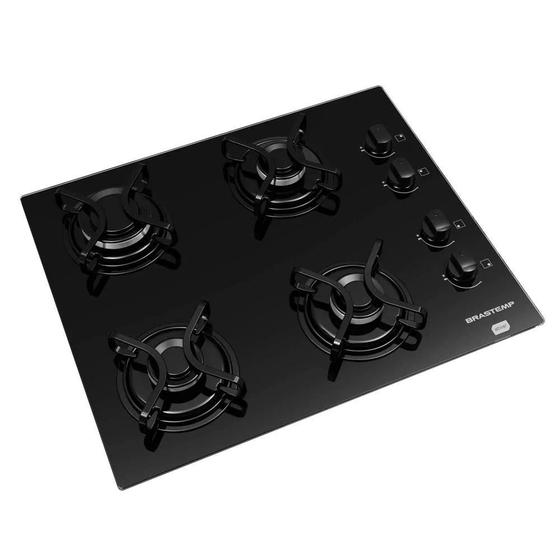 Cooktop 4 Bocas Brastemp a Gás Ative! Vidro Preto Bdd61 Bivolt