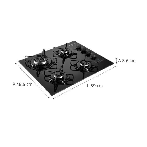 Cooktop 4 bocas Brastemp com duplachama e timer touch BDT62AE