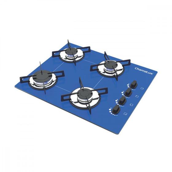 Cooktop 4 Bocas Chamalux Azul - Ultra Chama - Gás Bivolt - 0079 Cooktop 4 Bocas Chamalux Azul - Ultra Chama - Gás Bivolt - 0079