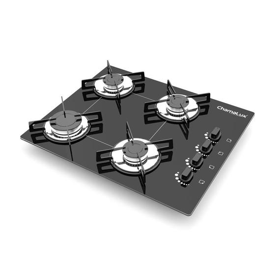 Imagem de Cooktop 4 Bocas Chamalux Mesa de Vidro com Acendimento Inteligente