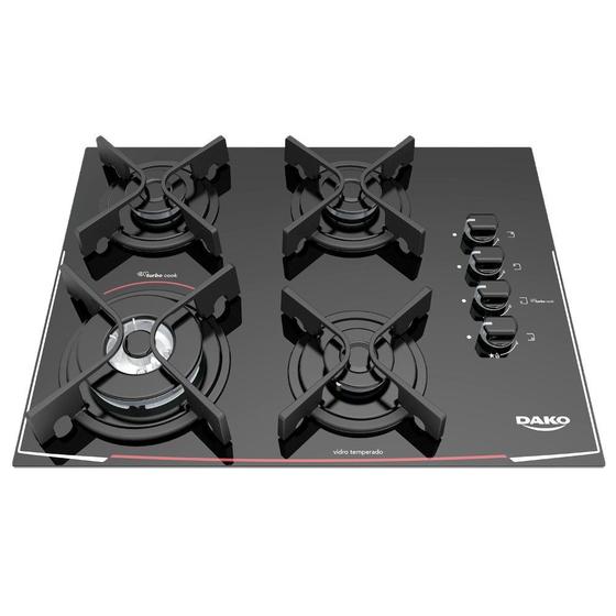 Cooktop 4 Bocas Dako Glass Menor preço em Cooktop 4 Bocas Dako Glass