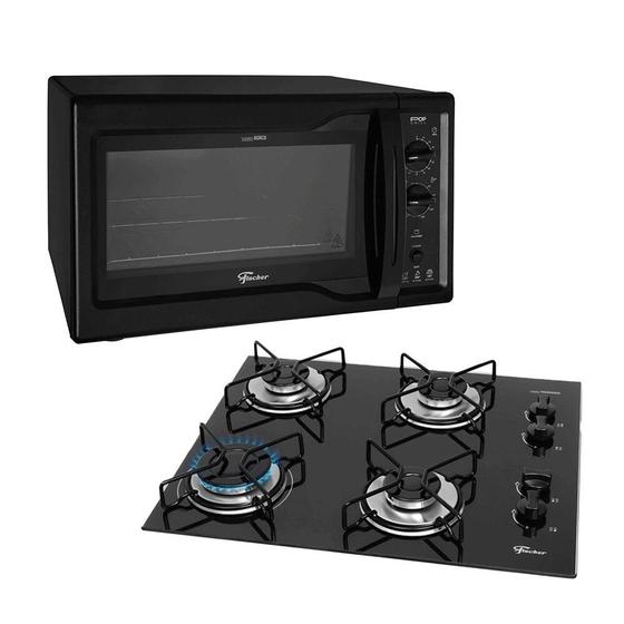 Imagem de Cooktop 4 Bocas Fischer Aramado e Forno Elétrico 44 Litros Pop Grill 220 Volts