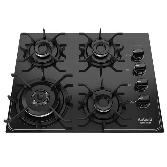 Imagem de Cooktop 4 Bocas Itatiaia Itamaster Vidro Temperado Gás Tripla Chama 4Q Preto Bivolt - 3700000341