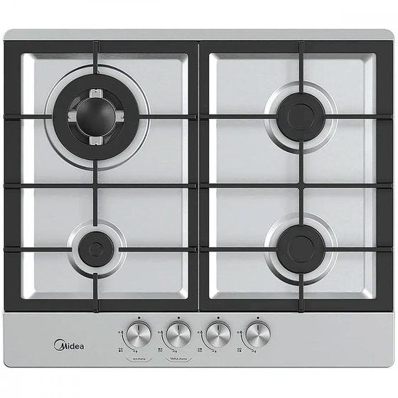 Cooktop 4 Bocas Midea Gás Tripla Chama Aço Inox Bivolt - CYB4B Menor preço em Cooktop 4 Bocas Midea Gás Tripla Chama Aço Inox Bivolt - CYB4B