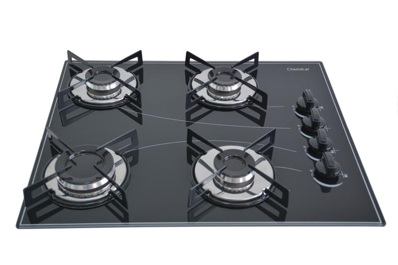 Cooktop 4 Bocas Chamalar Preto - Premium Ultra Chama - Gás Bivolt Cooktop 4 Bocas Chamalar Preto - Premium Ultra Chama - Gás Bivolt