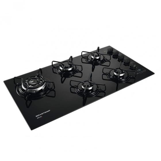 Imagem de Cooktop 5 Bocas a Gás Superautomático com Timer Brastemp Bivolt Preto