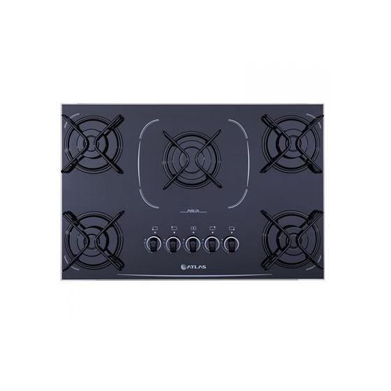 Cooktop 5 bocas Atlas a Gás GLP Agile UP Glass Preto Cooktop 5