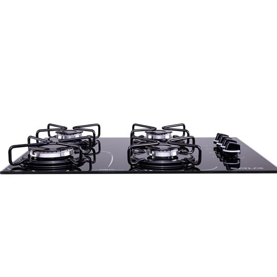 Cooktop 5 bocas Atlas Agile UP Glass a Gás GLP Preto Cooktop 5 Bocas