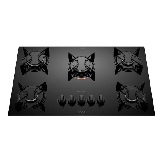 Imagem de Cooktop 5 Bocas Atlas Preto Com Mesa De Vidro U Top Bivolt