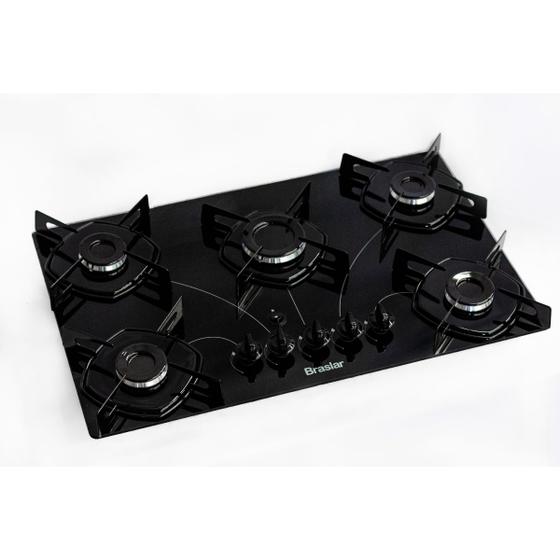 Cooktop 5 Bocas Braslar Preto - Pop - Gás Bivolt - 10050017 Cooktop 5 Bocas Braslar Preto - Pop - Gás Bivolt - 10050017