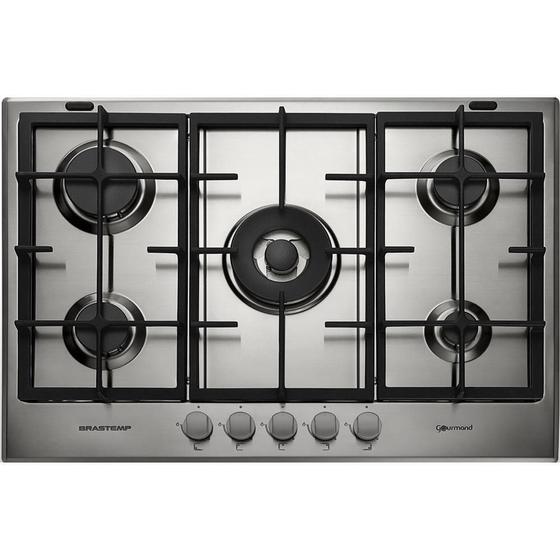 Cooktop 5 Bocas Brastemp Gourmand BDK75D Inox Cooktop 5 Bocas