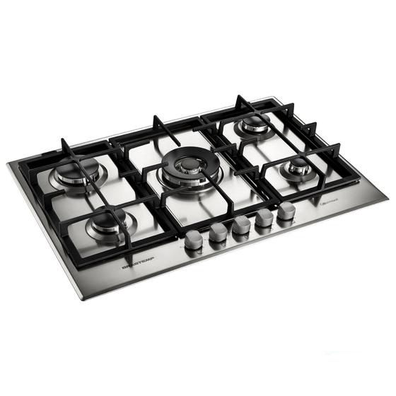 Imagem de Cooktop 5 Bocas Brastemp Gourmand Inox com Duplachama e Trempe com Ferro Fundido - BDK75DR