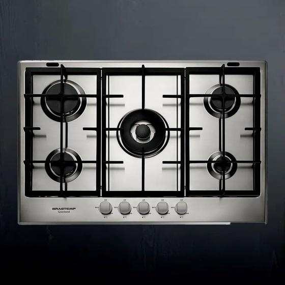 Cooktop 5 Bocas Brastemp Inox – Gourmand – Gás 220v – Bdk75drbna