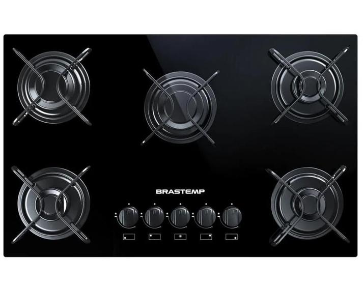 Cooktop 5 bocas Brastemp grades piatina e acendimento automa Cooktop