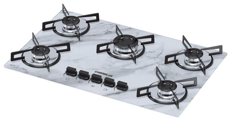 Imagem de Cooktop 5 bocas Chamalux ultra chama Bivolt  Marmore Branco