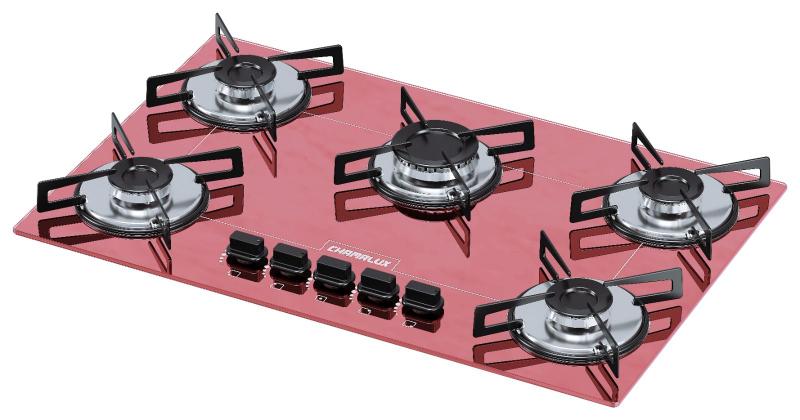 Cooktop 5 bocas Chamalux ultra chama Bivolt Rosa Imagem de Cooktop 5 bocas Chamalux ultra chama Bivolt Rosa