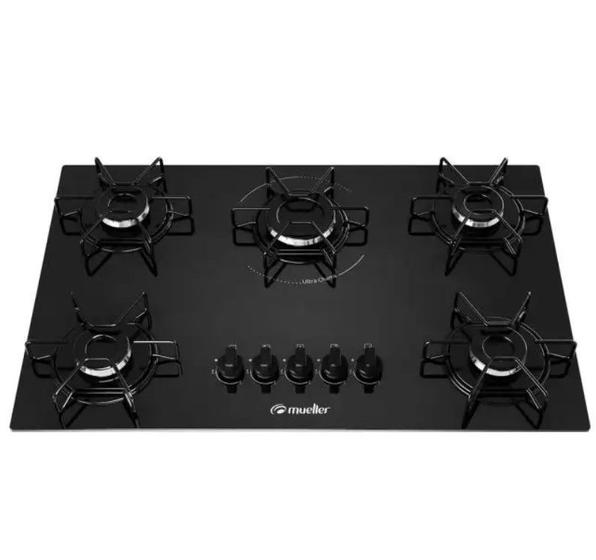 Imagem de Cooktop 5 Bocas com Queimador Ultra Chama Bivolt MCG115BG1 Mueller Preto