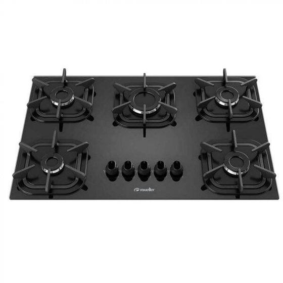 Cooktop 5 Bocas com Queimador Ultra Chama Mueller Bivolt Preto Menor preço em Cooktop 5 Bocas com Queimador Ultra Chama Mueller Bivolt Preto