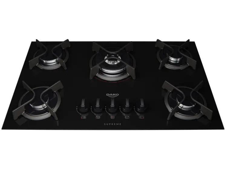 Cooktop 5 Bocas Dako a Gás GLP Preto Triplachama DC5VTZ PSO