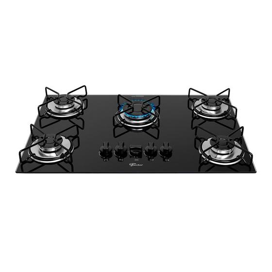 Imagem de Cooktop 5 Bocas Fischer 5Q Fit Line Gás Esmaltada Aramado Preto Bivolt