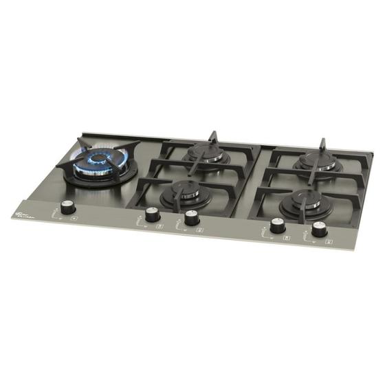 Imagem de Cooktop 5 Bocas Fischer Platinium Prime a Gás com Mesa de Aço Escovado e Tripla Chama Bivolt
